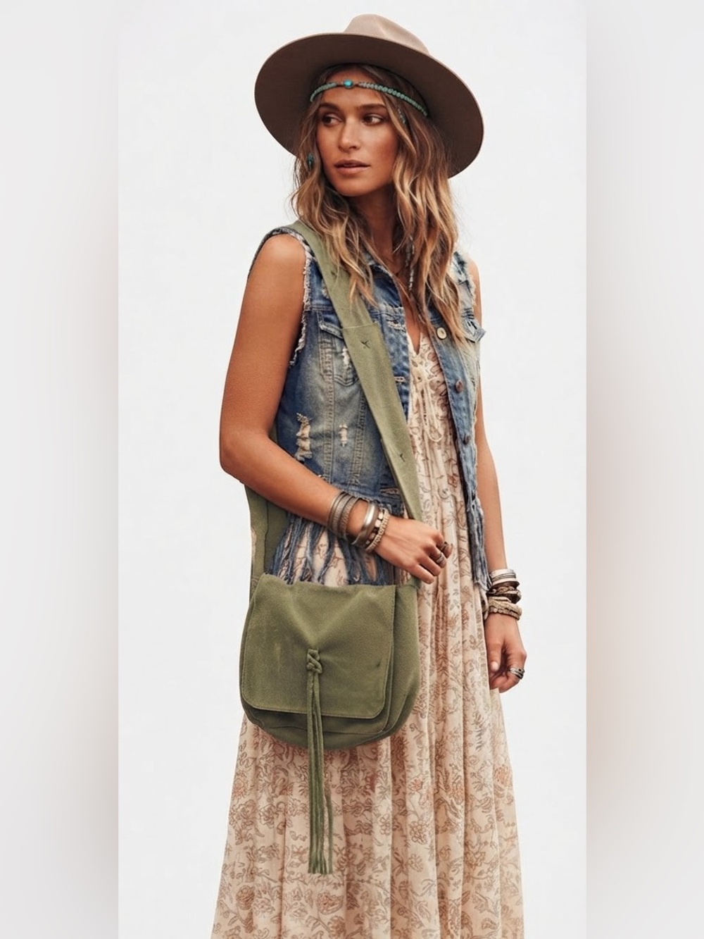 Raj Suede Crossbody / Shoulder Bag